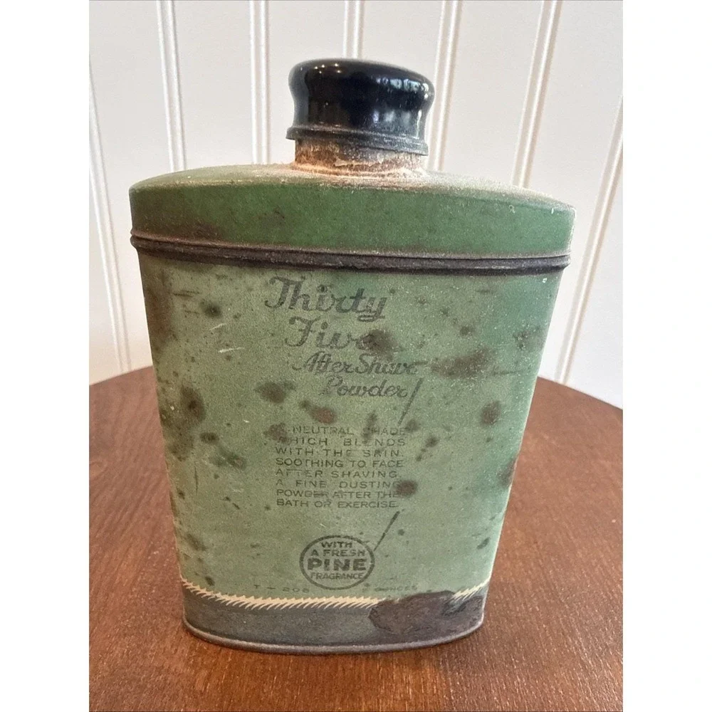 Vintage Thirty Five After Shave Powder Tin Barber Shop Advertising c. 1930s-40s